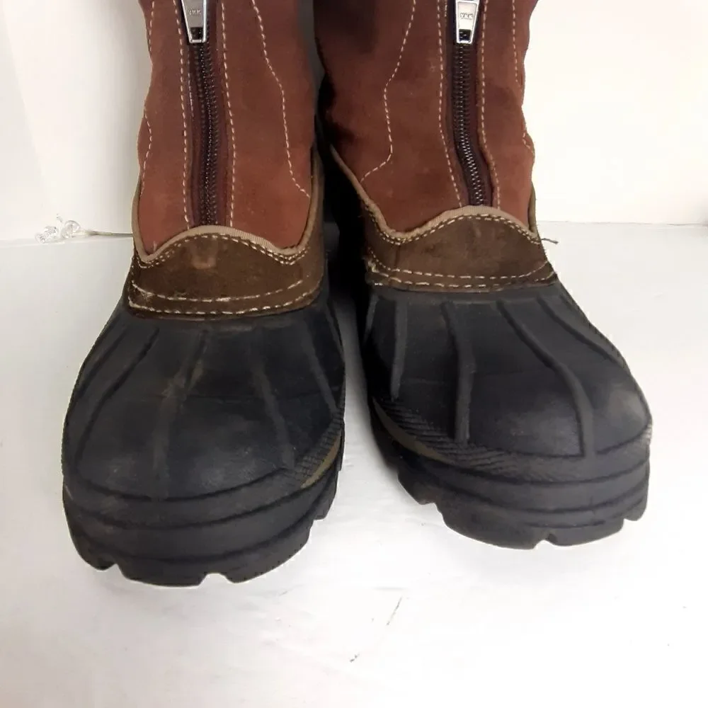 Sorel Women's Powder Edge Suede Brown Front Zip Insulated Snow Boots Size 6